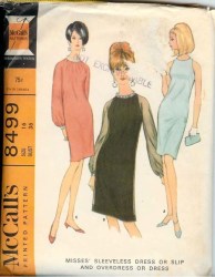 8499 1966 SHEATH DRESS SLVS OR NOT, OVRDRESS, SLIP PATTERN 14